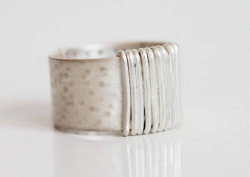 White silver modern ring for Women