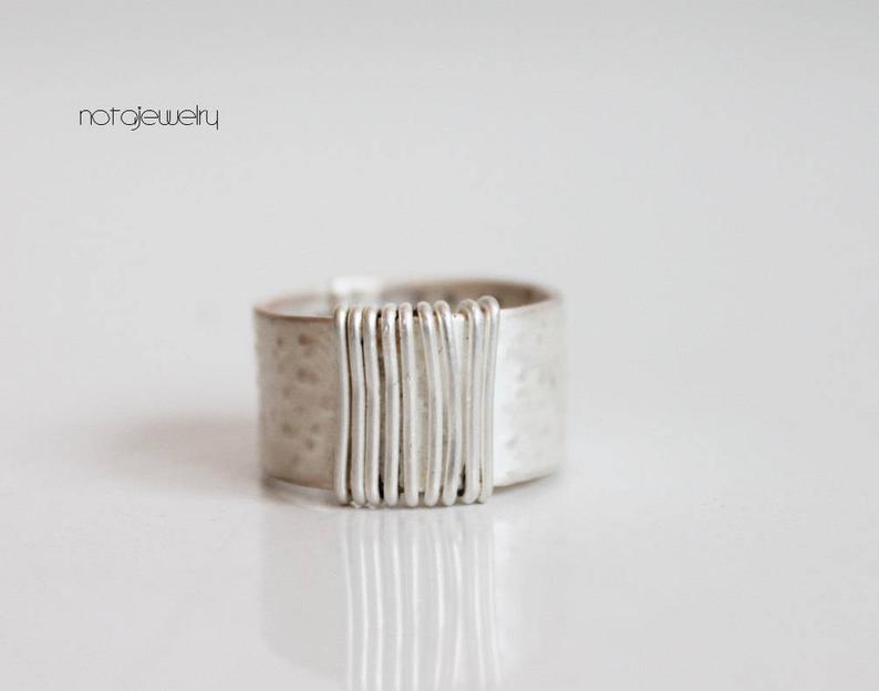 White silver modern ring for Women