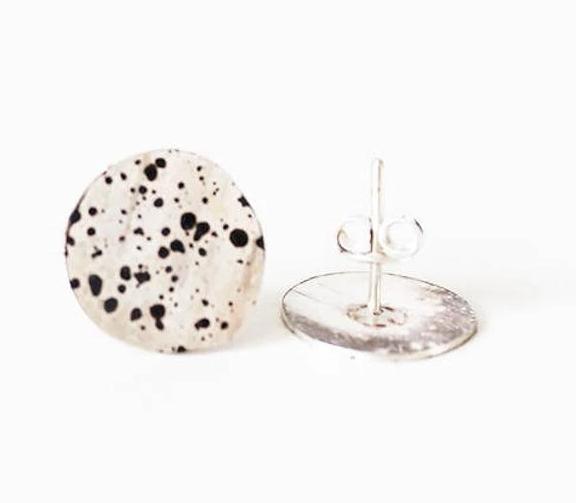 Modern Silver Spray Circle Earrings