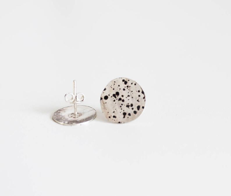 Modern Silver Spray Circle Earrings