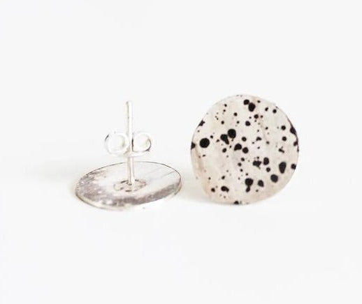 Modern Silver Spray Circle Earrings