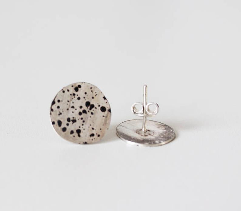 Modern Silver Spray Circle Earrings