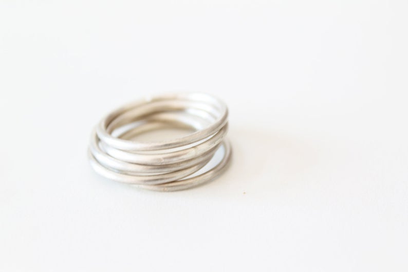 Set of 5 silver minimal unisex ring