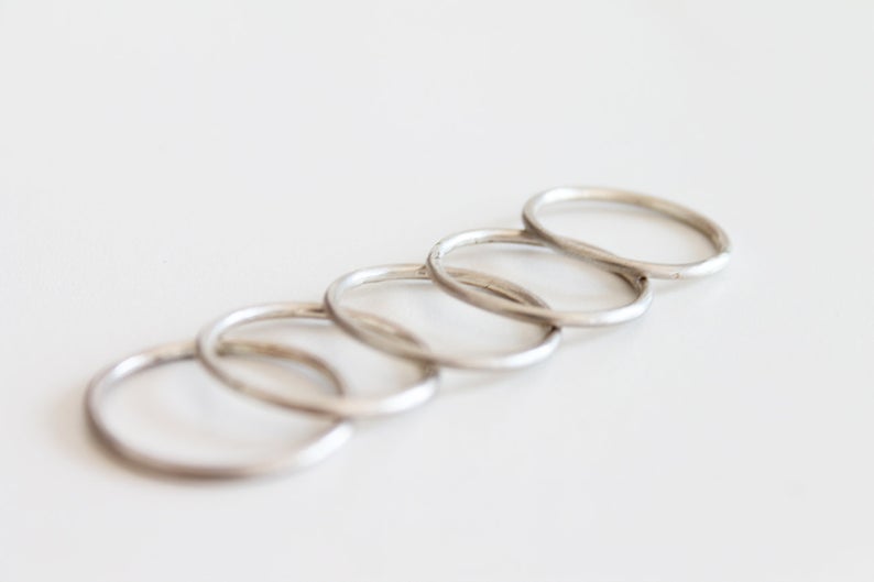 Set of 5 silver minimal unisex ring