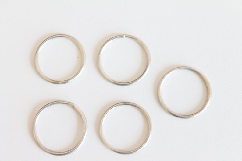 Set of 5 silver minimal unisex ring