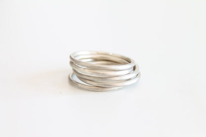 Set of 5 silver minimal unisex ring