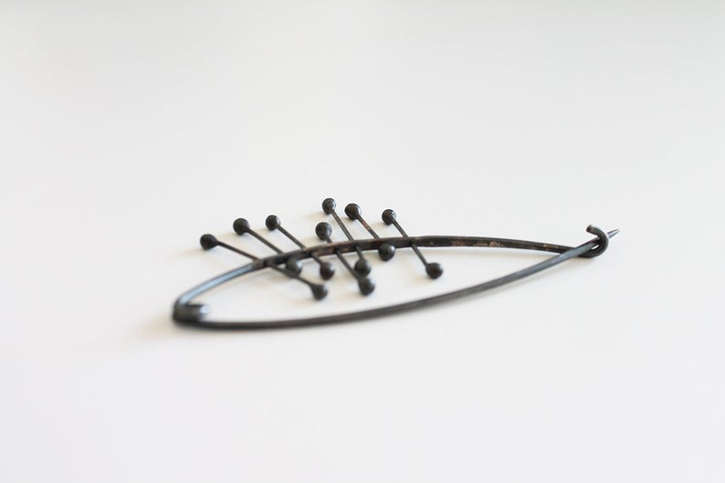 Black Silver Modern Shawl Pin