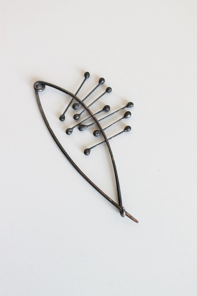 Black Silver Modern Shawl Pin