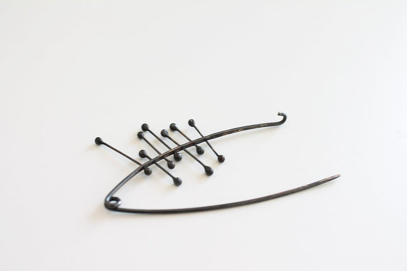 Black Silver Modern Shawl Pin