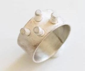 White Silver Modern Spike Statement Ring