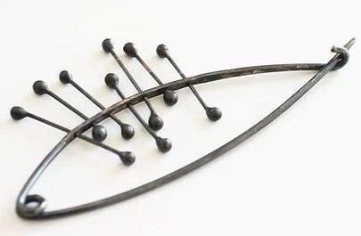 Black Silver Modern Shawl Pin