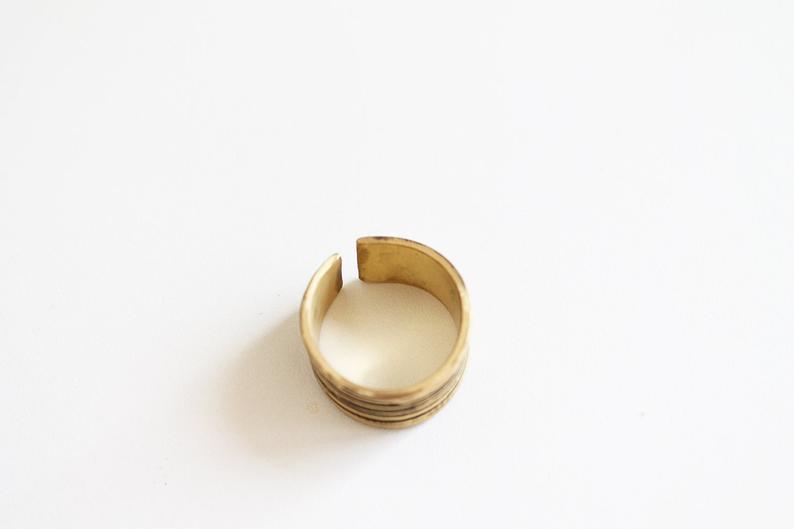 Brass Statement Textured Adjustable Unisex ring