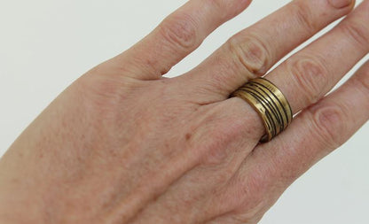 Brass Statement Textured Adjustable Unisex ring