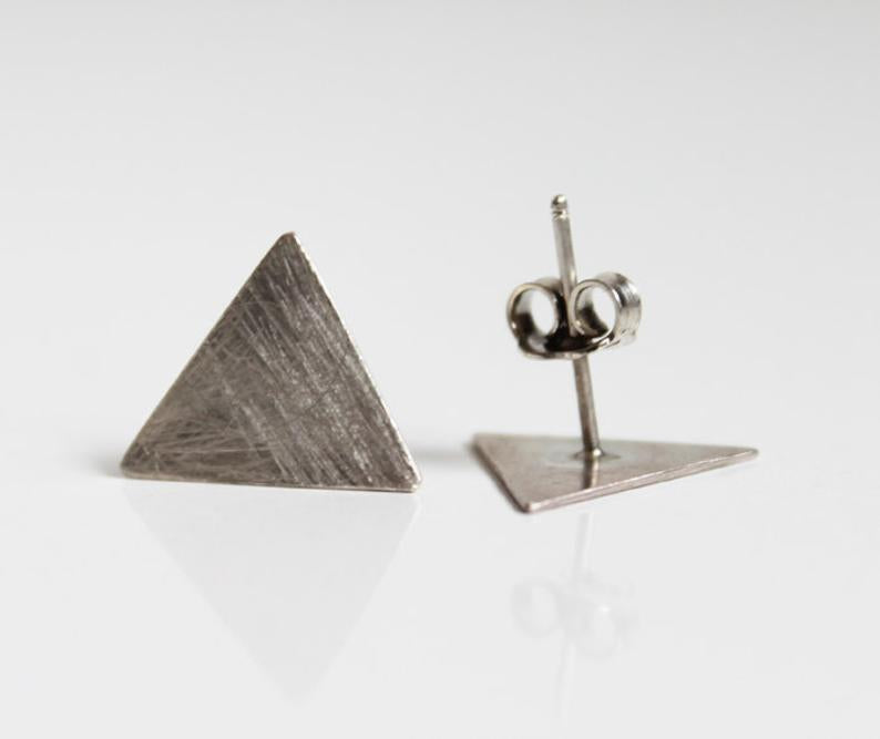 Matte Silver Triangle Unisex earrings
